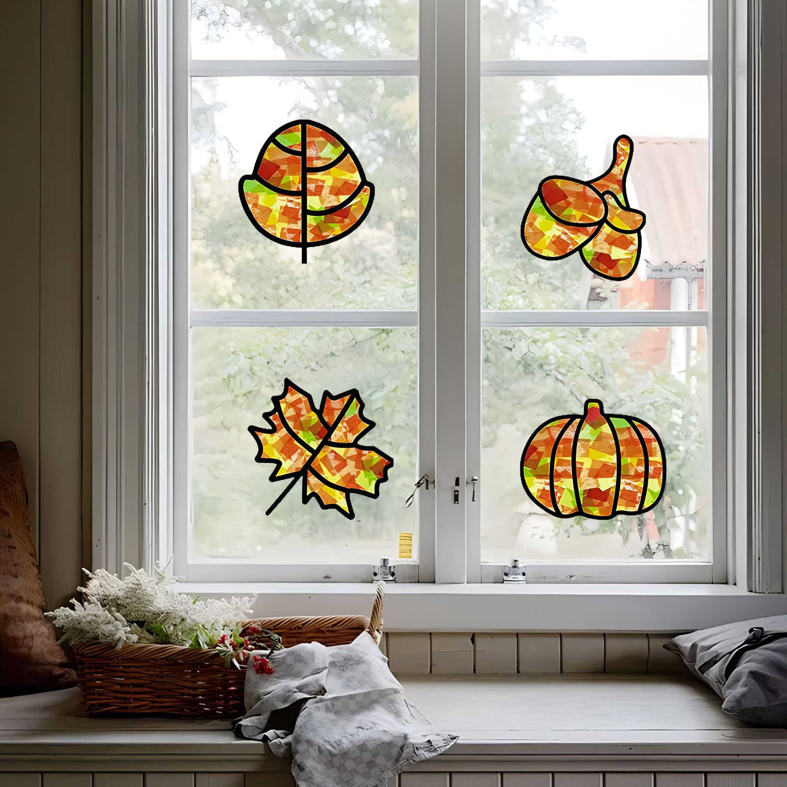 12-teiliges Herbst-Bastelset Für Kinder – DIY Stocherkunst Mit Bunten Papieren & Aufklebern
