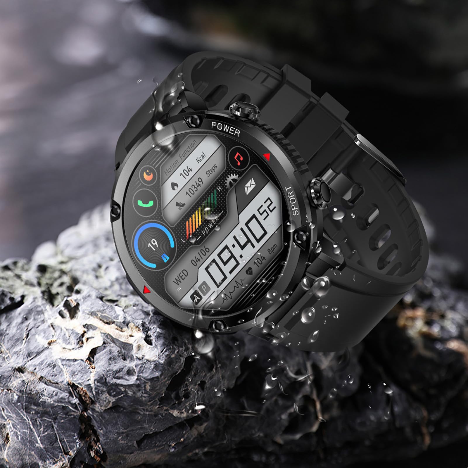 Tbest Fitness Smart Watch, 1.6in HD Schermo Acqua Tracciamento del Sonno Sleep Orologio Smart Sports per Correre Alpinismo Ciclistico