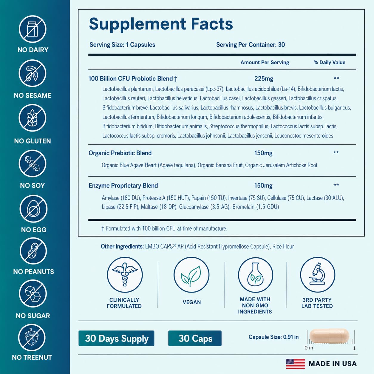 Probiotics for Men and Women, 100 Billion CFU, 26 Unique Strains, Men's and Women's Probiotic and Prebiotics Support Digestive Health, Gut Wellness, Energy, Mood, Immune, PH Balance (30 Caps) — Amazon image 5