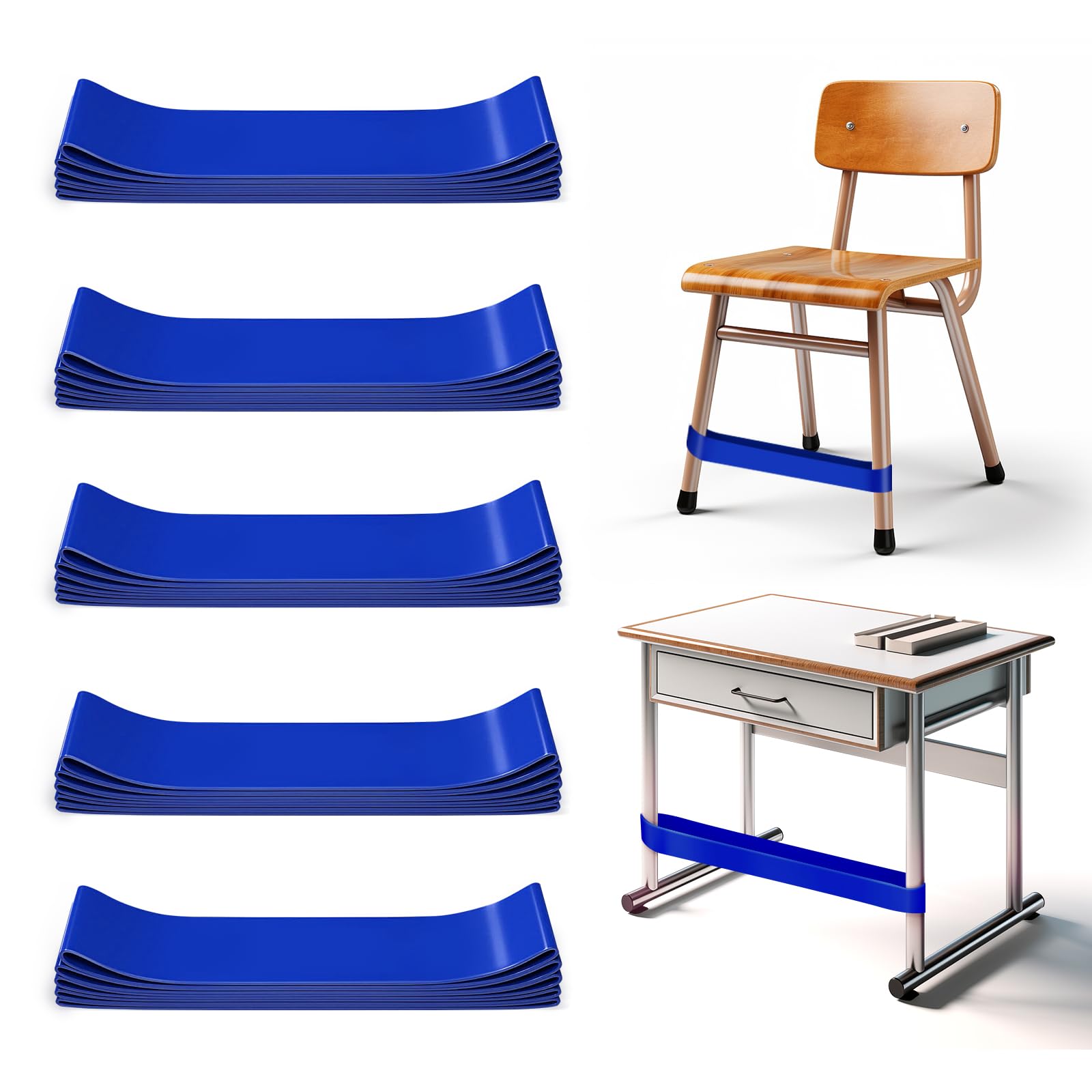 WNSIRVY 25 Pack Chair Bands for Kids with Fidgety Feet, ADHD Tools for Kids, Improve Focus & Reduce Restlessness, Chair Bands for Sensory ADHD ADD Autism - Classroom & Home Must Haves (Blue)