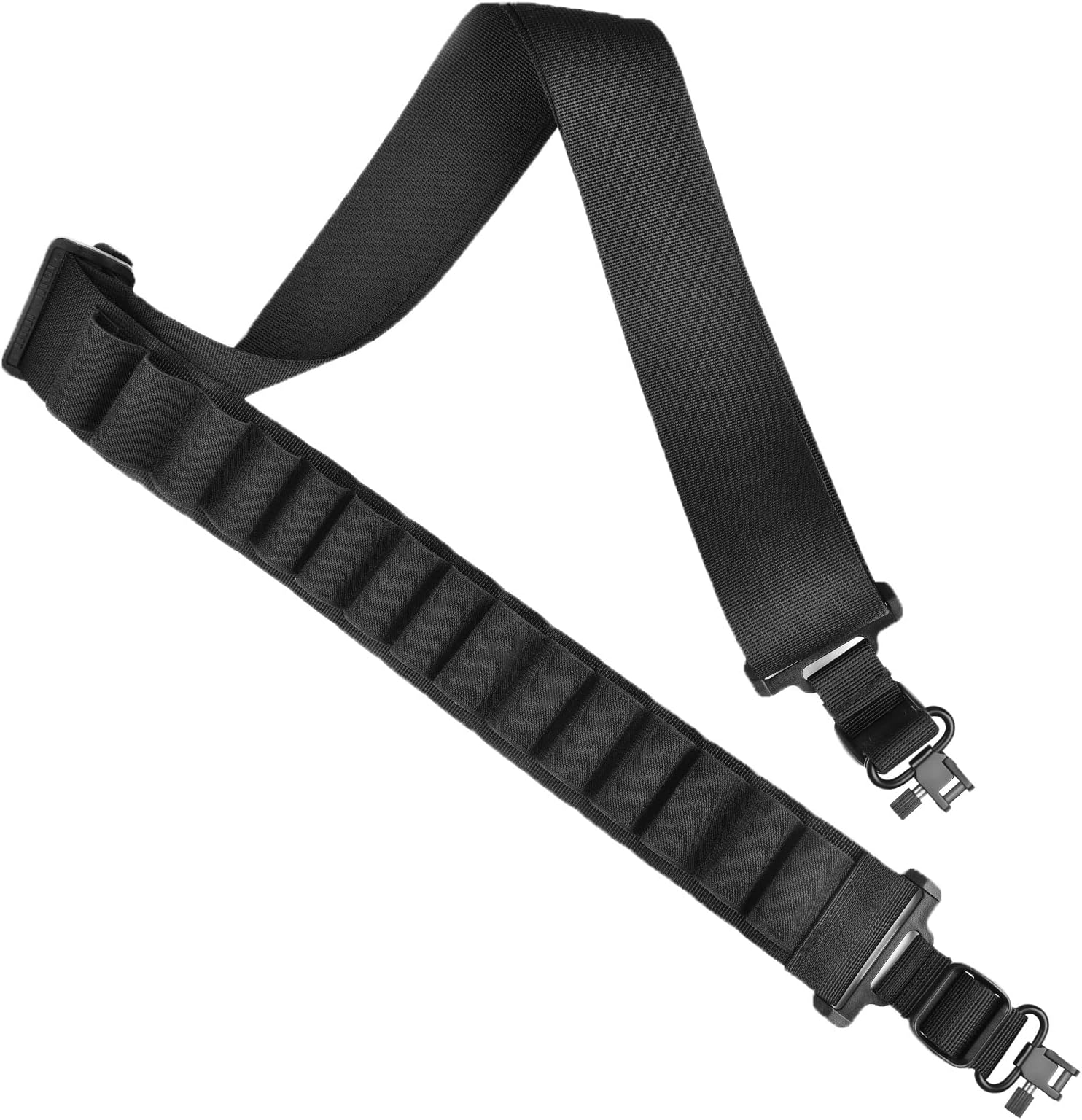 CVLIFE Shotgun Sling with Shell Holder, Gun Sling Holds15 Shells for 12 Gauge, Adjustable Two Point Sling with Sling Swivels for Outdoors