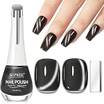 SUPWEE Cat Eye Nail Polish Non Gel (Need to Apply Black Coat), Quick Dry Cateye Magnetic Nail Polish with Magnet for Fingernail Fast Air Drying Lacquer Manicure Gift For Women Girls 16ml