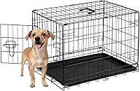 Vista 17 de Jaula para perros – Jaula portátil mediana de 36 pulgadas de doble puerta, jaula de alambre de metal para mascotas con bloqueo seguro, bandeja a