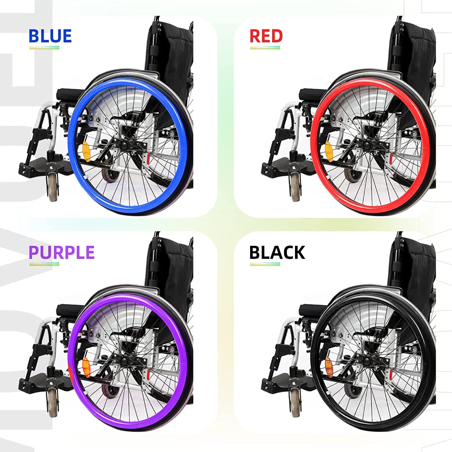Funda para Silla de Ruedas, 24/22 Pulgadas, Fundas para llanta de Empuje, 1 par, Antideslizante y Resistente al Desgaste, Rueda Trasera, Accesorios para sillas de Ruedas, 005, 22 Pulgadas
