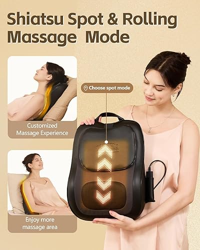 Miniatura 2 de Masajeador de espalda Shiatsu Up & Down  Alivio del dolor de cuello y hombros, masajeador eléctrico de espalda baja de tejido profundo con 3 niveles