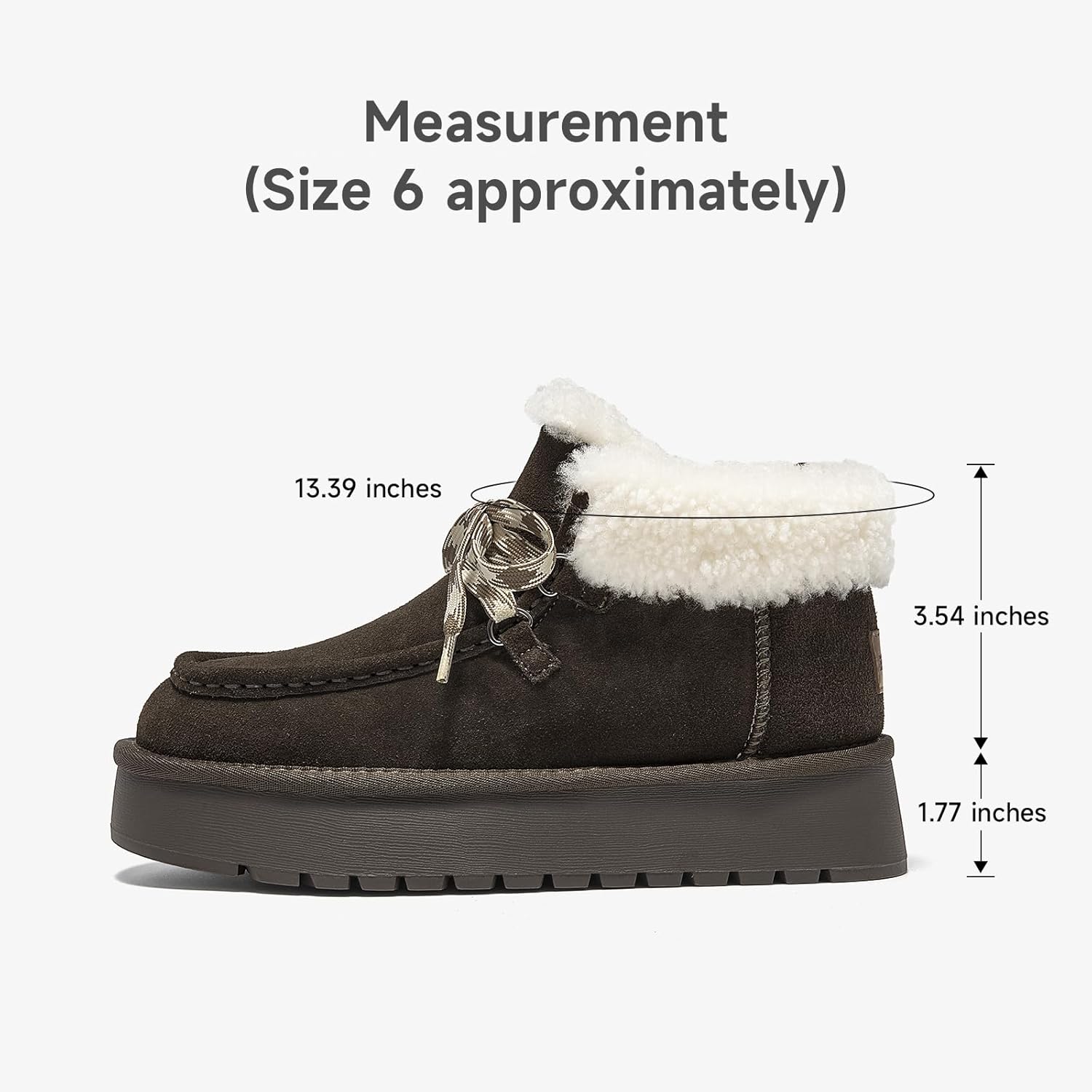 BEAU TODAY Womens Winter Snow Boots, Fur Lined Ankle Booties for Women Warm Boots, Chunky Platform Lace-up Boots Shoes Suede Leather Non-slip Warm Winter Shoes - Image 5