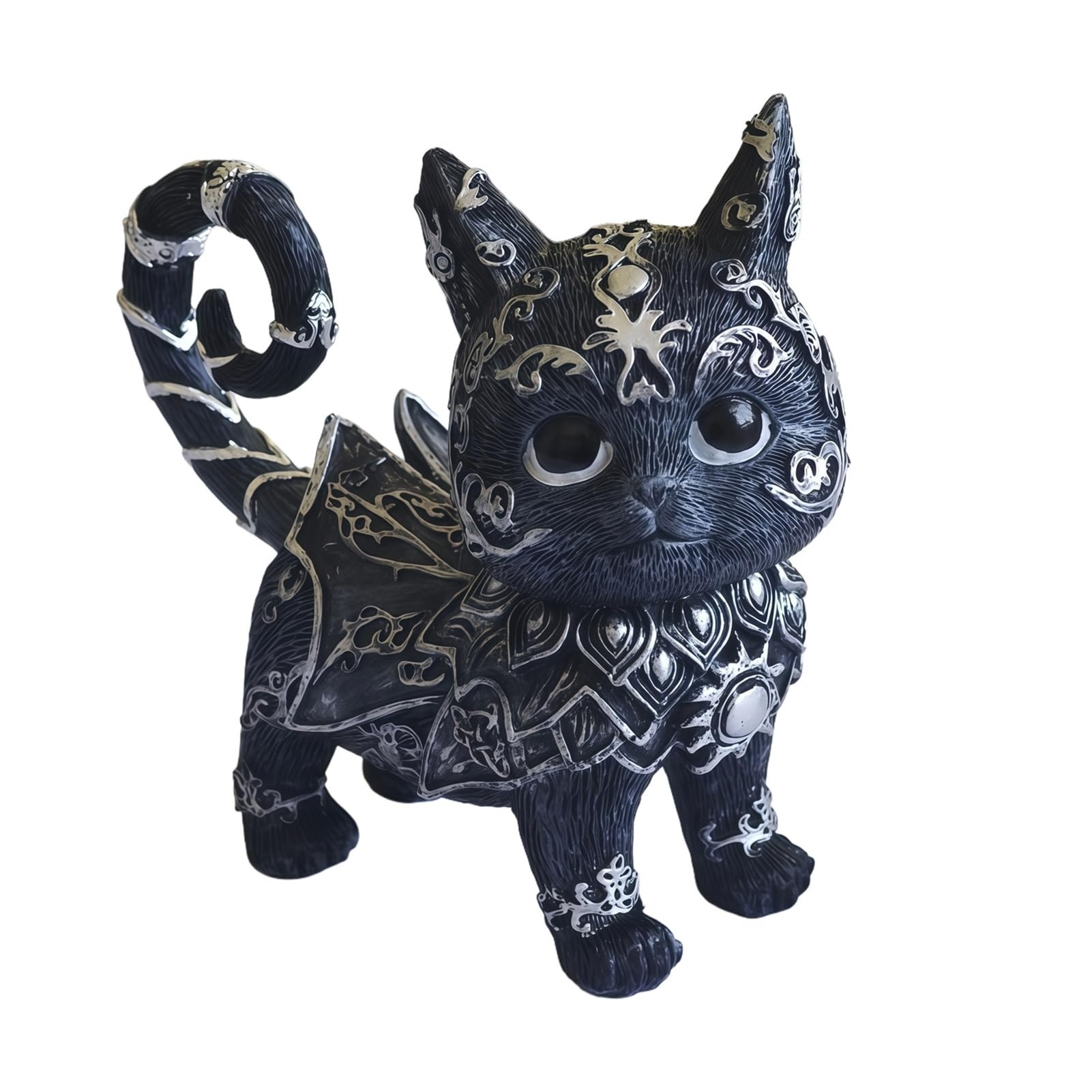 Glifora Mysterious Black Cat Statue - Small Resin Cat Figurine, Decorative Gothic Animal Sculpture for Home Office, Desk, Wine Cabinet and Shelf Decor