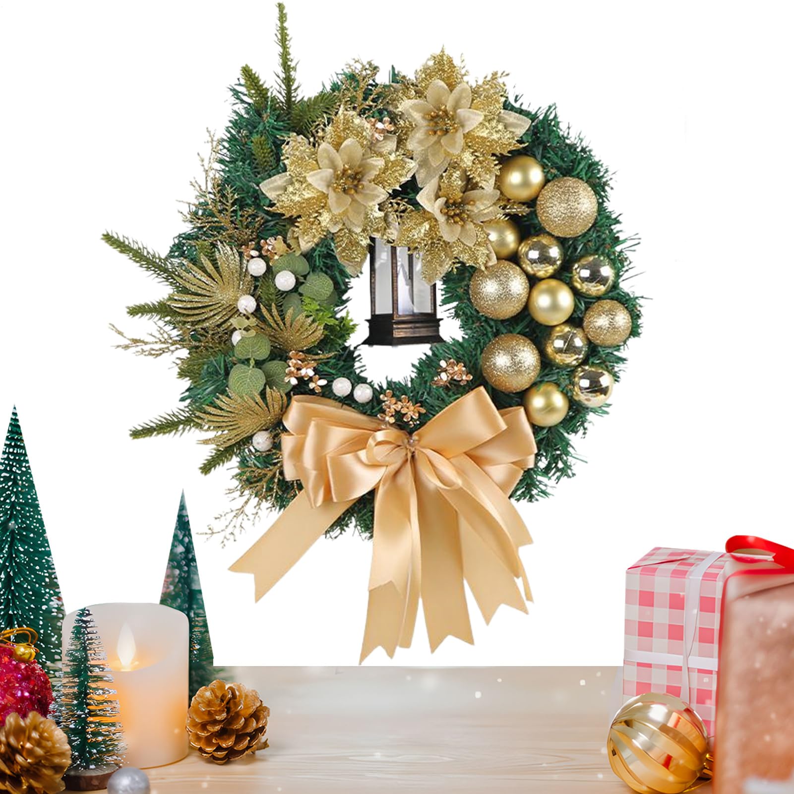 Weihnachtskranz Für Die Tür Mit Lichtern Weihnachtskranz Mit Künstlicher