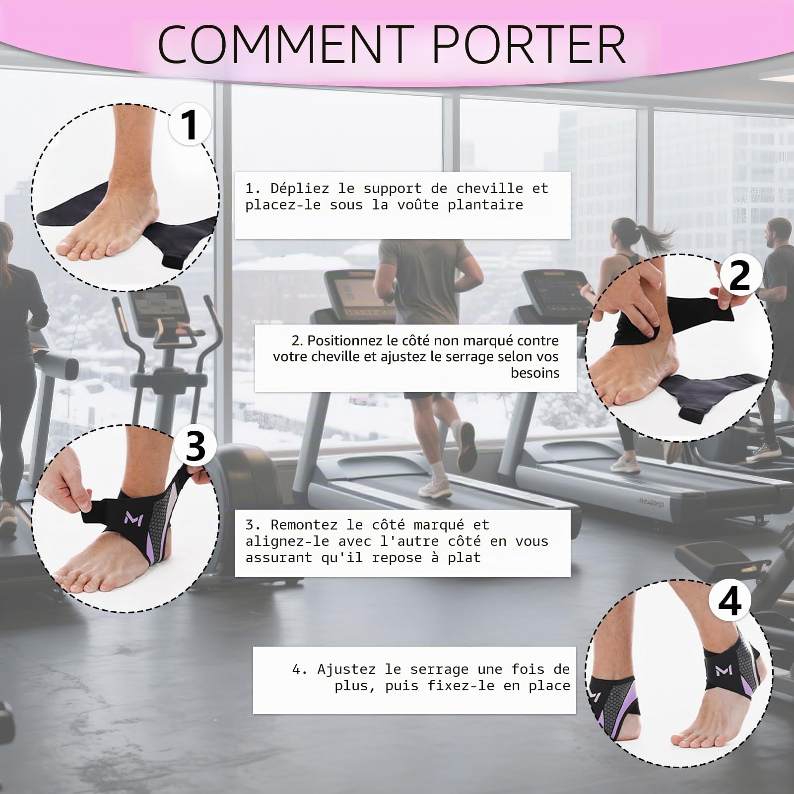 Lot de 2 chevillères de sport - Support élastique en nylon respirant avec double bande réglable en U - Unisexe pour course, football, fitness, récupération articulaire (taille unique noir +