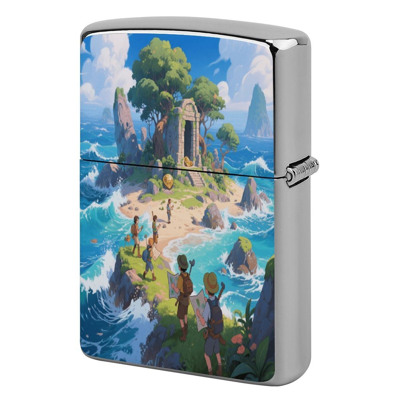 Fekiloot Style Mysterious Island Lighter Case Cover Metal Lighter Case