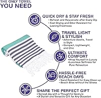 Vista 126 de Oversized Turkish Beach Towel 38’’x71’’ - Set of 2 100% Turkish Cotton Lightweight Sand Free Quick Dry Pool Towels Extra Large Bath Towels for