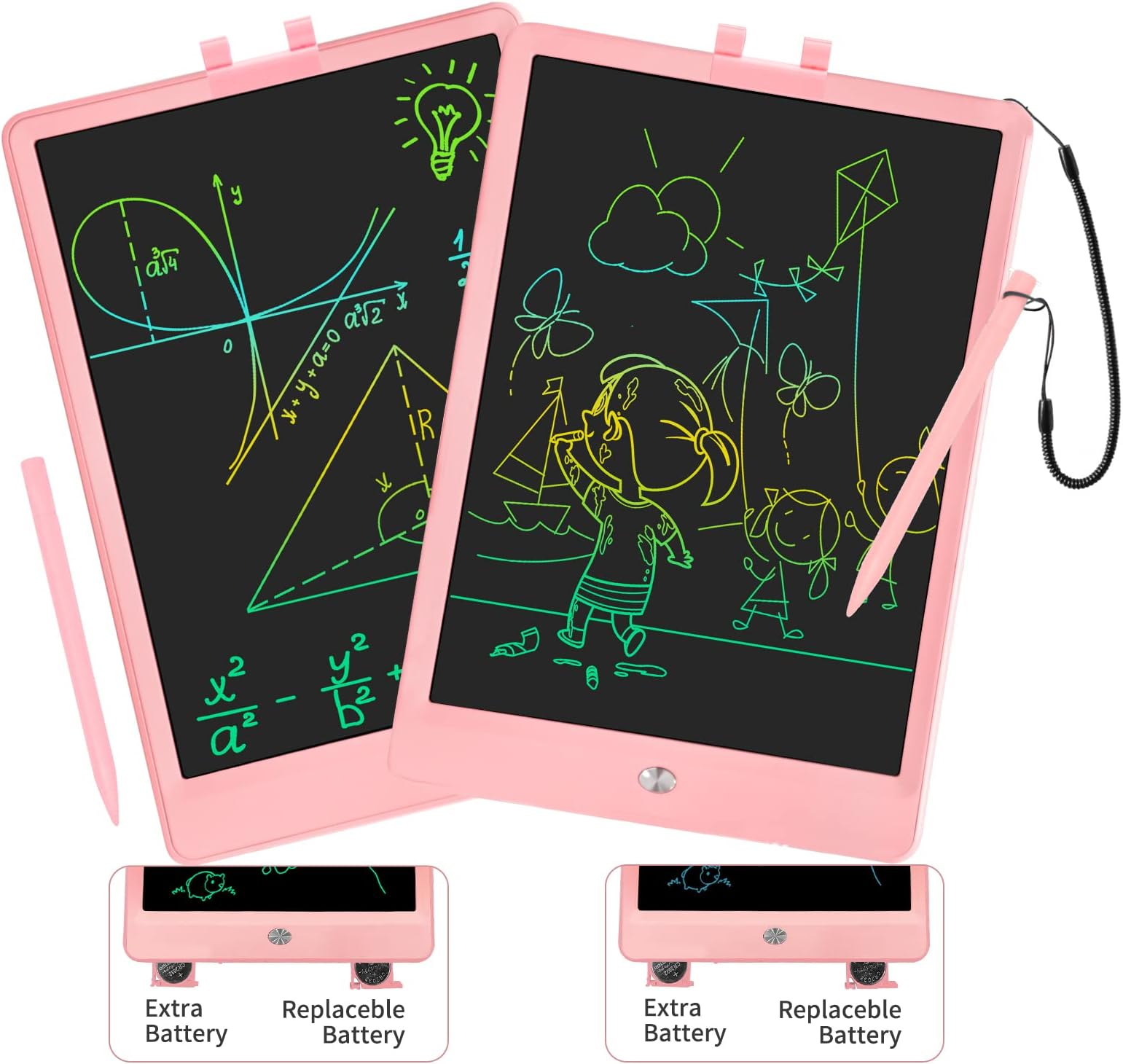 PYTTUR 10 Inch LCD Writing Tablet for Kids 2 Pack Learning Drawing Tablets Reusable Toddler Educational Drawing Pad for Kids Christmas Birthday Gifts for Boys Girls (2 Pink)