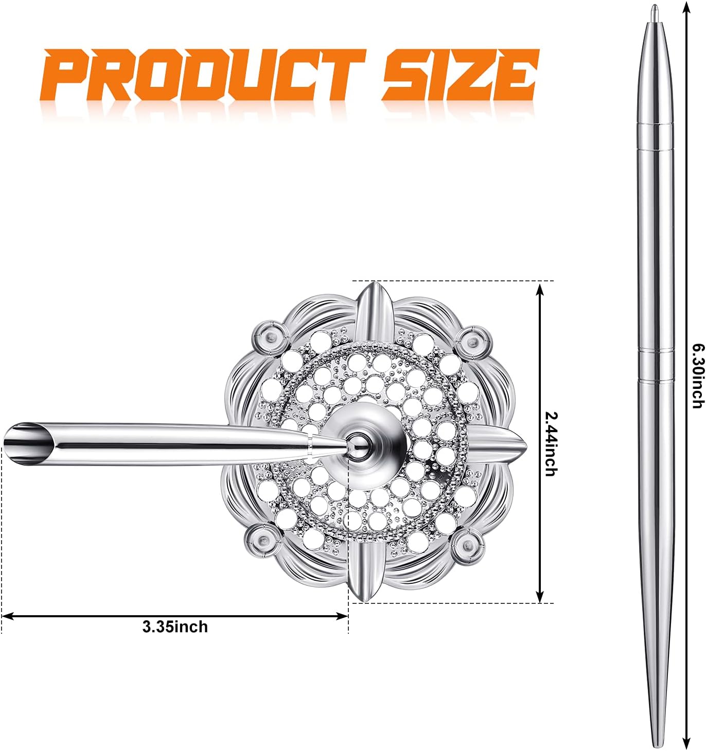 Outus 2 Pieces Wedding Pens for Guest Book Signing Pen with Metal Hollow Round Holder Stand Set for Wedding Bridal Engagement Reception Supplies(Silver) image 2