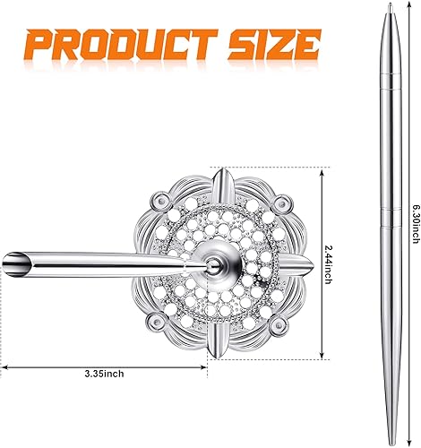Miniatura 2 de Outus Juego de 2 soportes redondos huecos para bolígrafos para bodas, novias, compromisos, invitados, libro de San Valentín (plateado)