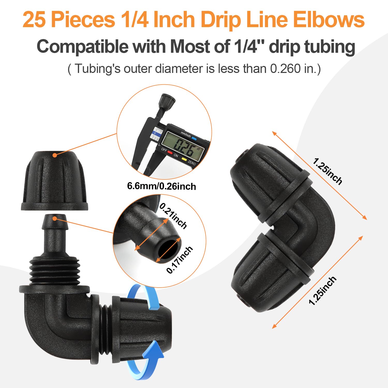 20 Stück Tropfbewässerungs-Winkelverbinder 1/2 Zoll (17 Mm) – Für 1,27 Cm Schläuche, UV-beständig, Einfach Zu Installieren, Für Gartenbewässerung