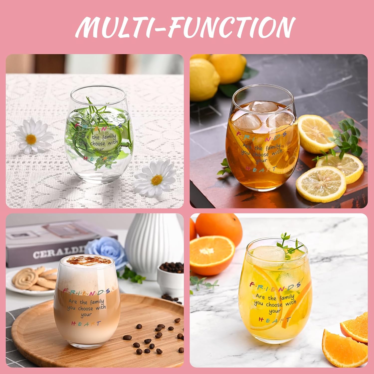 Futtumy Friends Wine Glasses 17oz, Funny Friendship Gifts for Women Best Friend Bestie Soul Sister Coworker Female, Funny Inspirational Gifts for Women for Christmas Birthday Valentine - Image 6