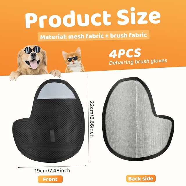Foto 2 de 7 de BAODBF 4 guantes electrostáticos para eliminar el pelo de animales, reutilizables, antideslizantes