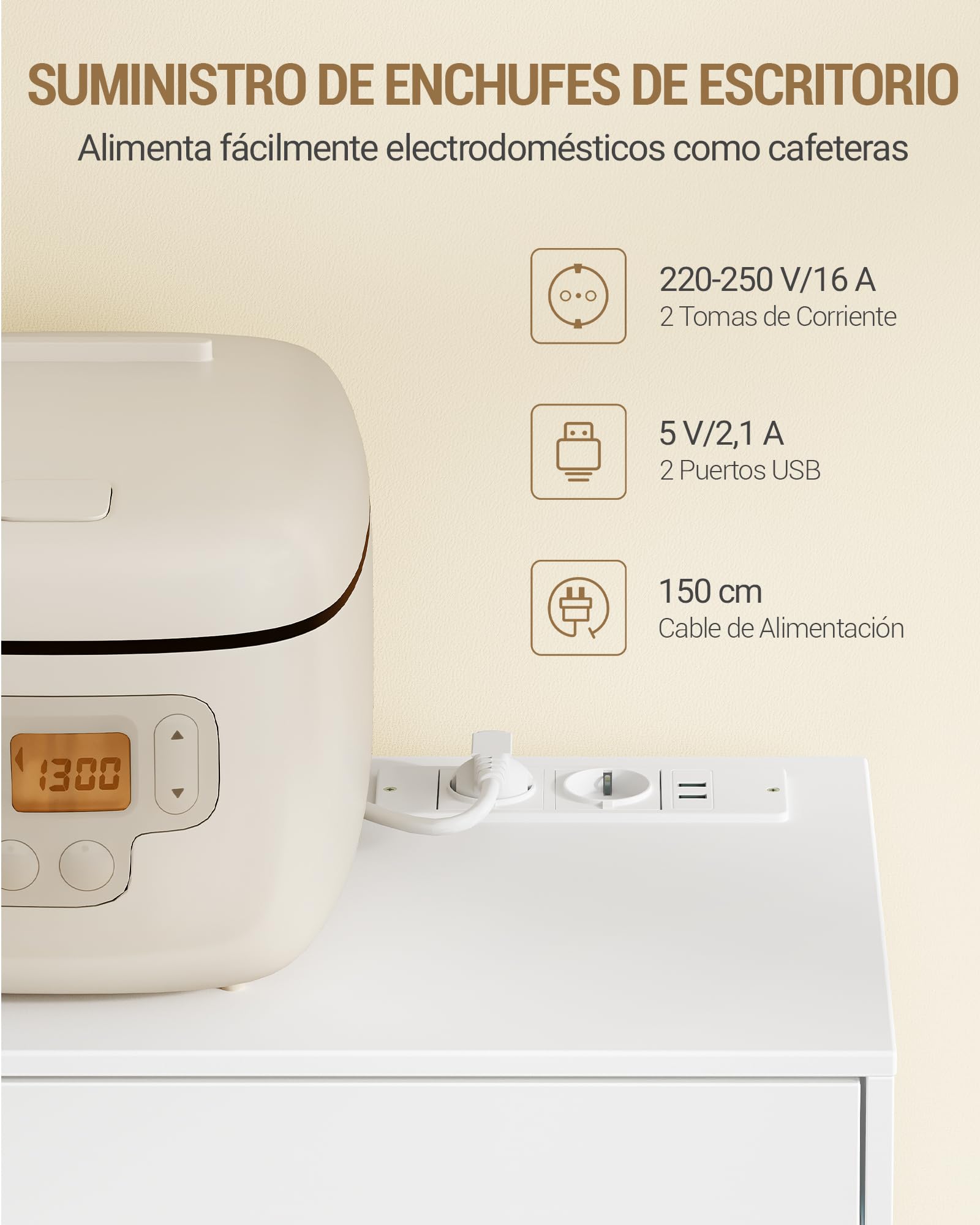Hzuaneri Aparador Armario de Cocina con 2 Cajones y 2 Puertas, Blanco