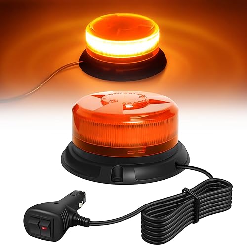 Luz LED de advertencia, luz LED giratoria de 12 V-24 V, luz de advertencia amarilla con magnético y 9 modos para coche, carretilla elevadora,