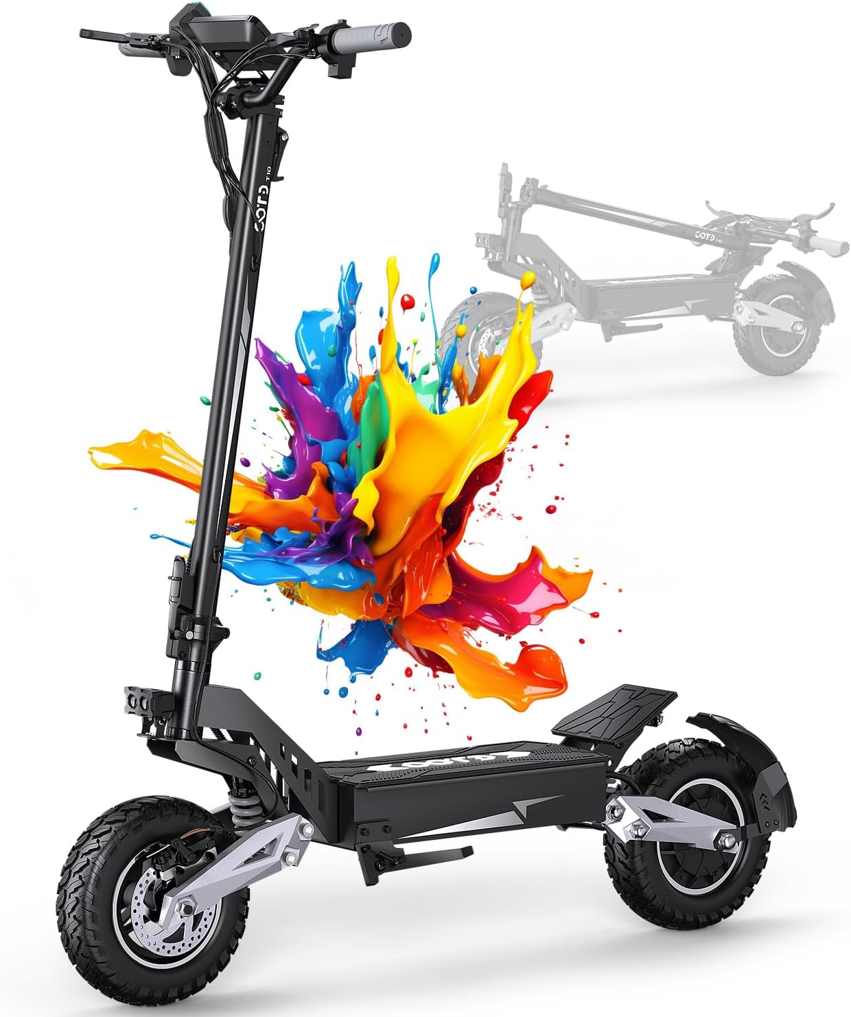 T10 Electric Scooter for Adults, 48V 18AH Battery Up to 46 Miles Long Range & Powerful Motor, 34 MPH Max Speed, 11 Inch All-Terrain Tires Folding Commuter E Scooter with Dual Suspension & LCD Display