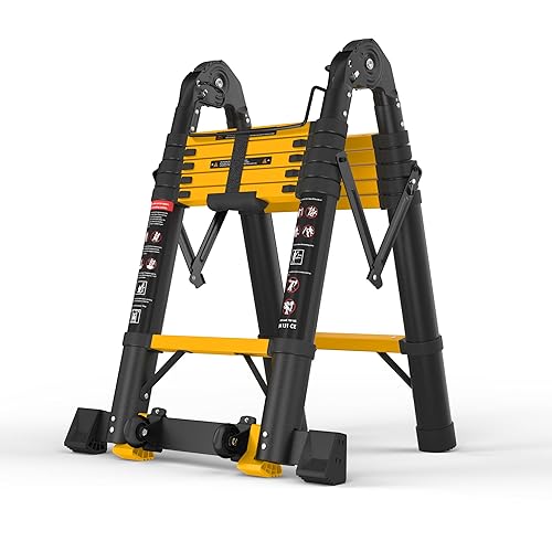 12.5 FT Telescoping A Frame Ladder, 6 Step, ANSI Certified,