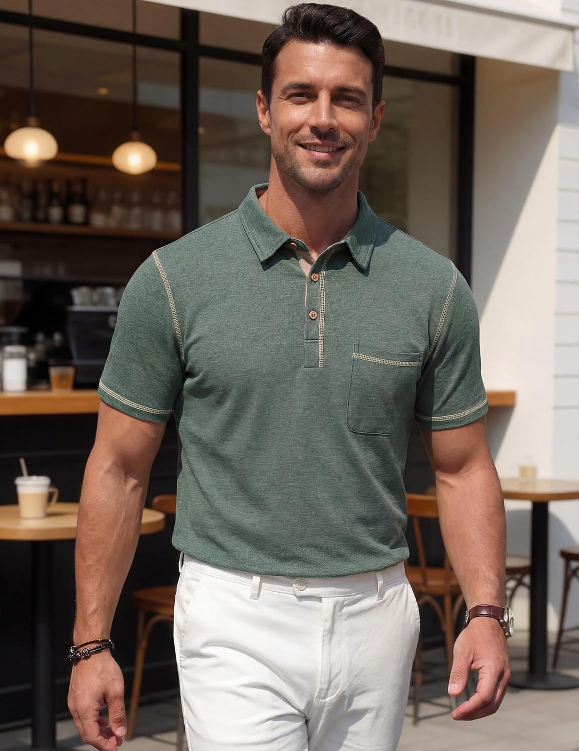 Mens Polo Shirts Short Sleeve Casual Summer Lightweight Cotton Golf Polo Shirts with Pocket