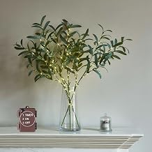 LITBLOOM Lighted Olive Branches 24IN 72 LED with Timer Battery Operated Lit Artificial Greenery for Wedding Party Spring Home Decoration Indoor Outdoor