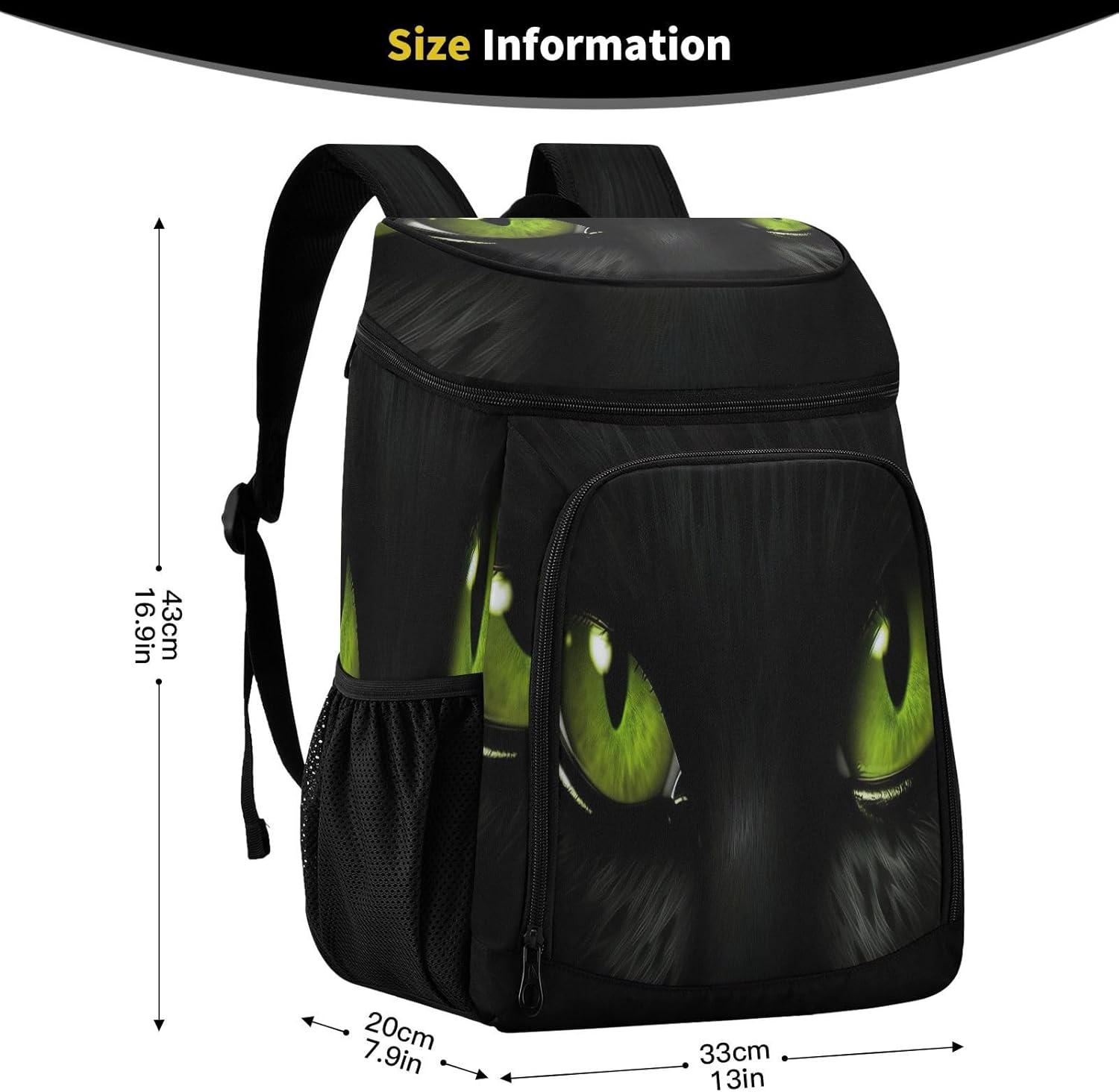 Green Eyes Cooler Backpack 36 Cans Leakproof Waterproof Backpack Cooler Bag Beach Accessories for Women and Men Travel Camping Fishing Backpack