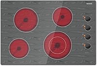 Vista 1 de Karinear Estufa eléctrica de 30 pulgadas, 4 quemadores, control de perilla, estufa eléctrica de vidrio con hermoso patrón de madera, placa