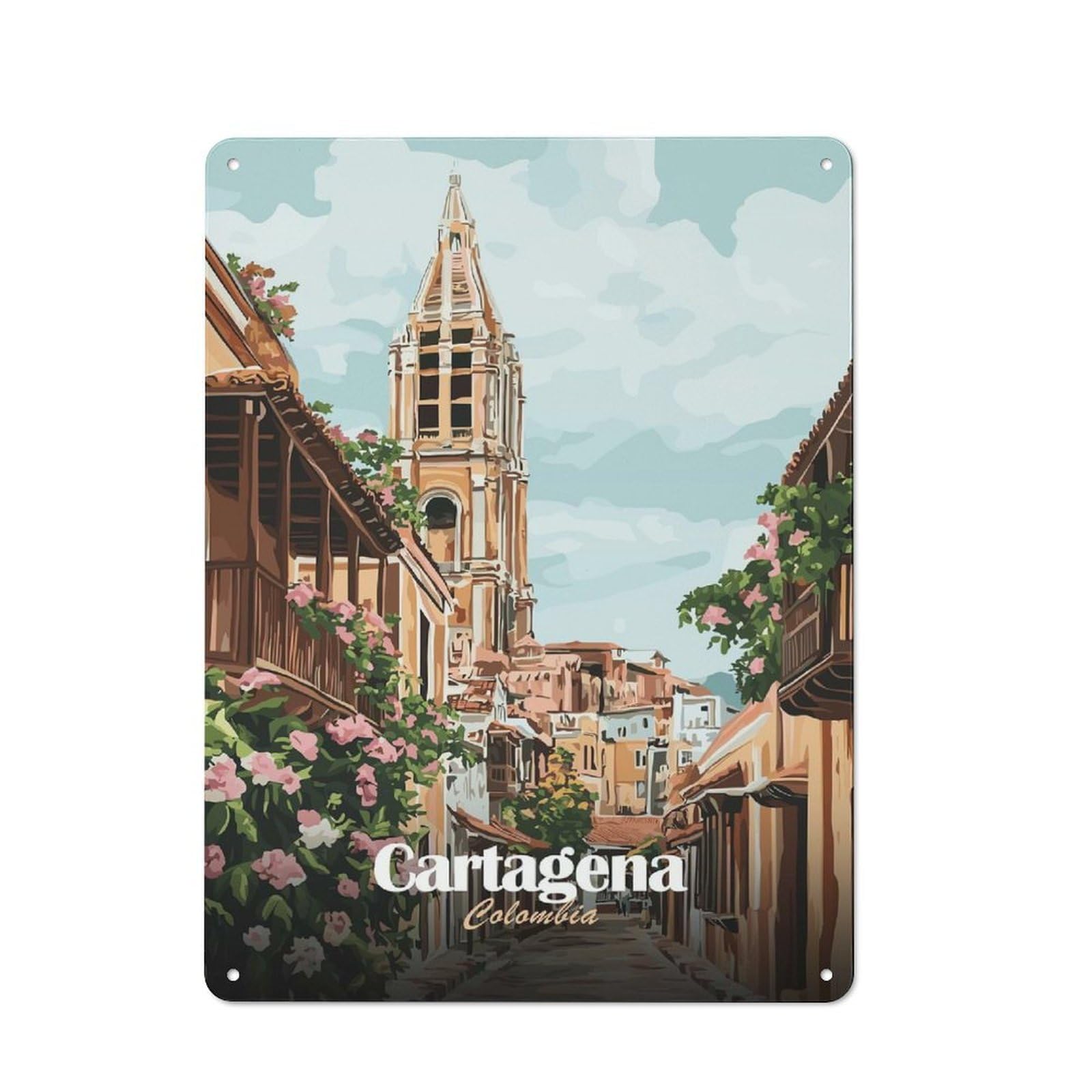 Junmoney Style-1 For Garden Room Or Summerhouse, Cartagena, Colombia Retro Metal Sign 40X30cm, For Vintage Wall Decor Fans, For Metal Sign Collectors