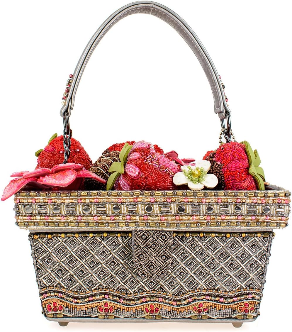 Mary Frances Berry Beautiful Beaded Strawberry Basket Top Handle Bag