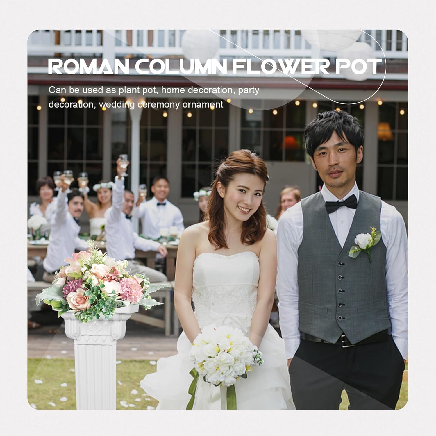 Wedding Roman Column Plastic Flowerpot Stand Outdoor Road Guiding Prop Wedding Party Supply Artistic Roman Pillar Decoration for Garden Landscaping