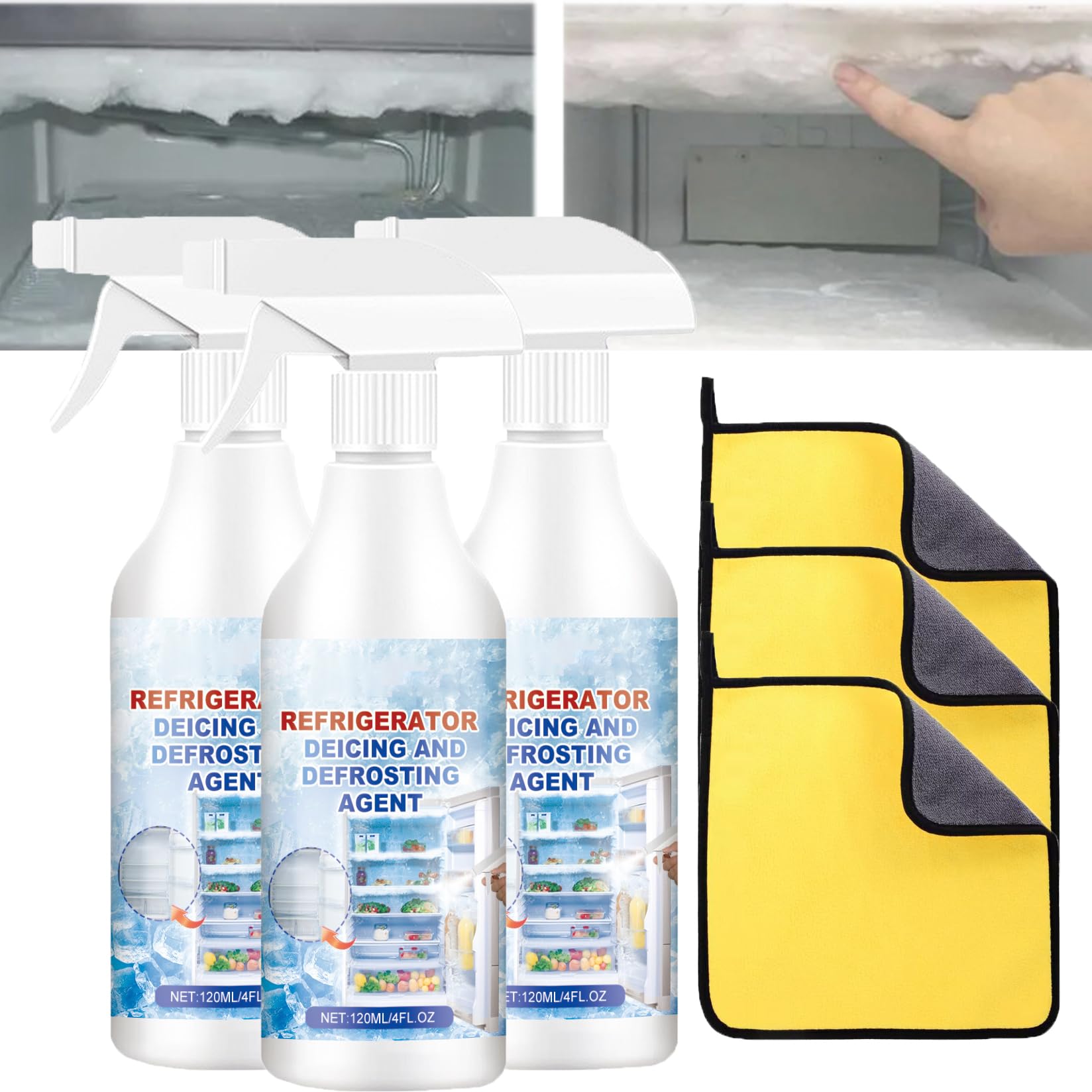 Xirujnfd Defrosting Spray For Fridge Freezer, 120Ml Refrigerator Defrosting Deicer Spray, De-Icer For Refrigerator Defroster, Defrost Spray For Refrigerator And Freezer (3)