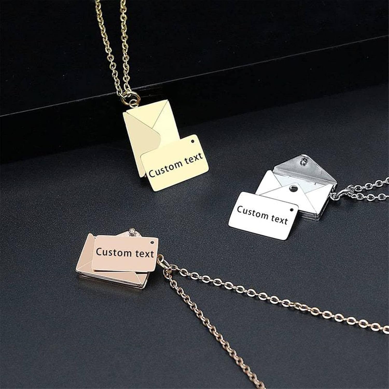 Envelope Locket Necklace Stainless Steel Gold Silver Love You Secret Message Pendant Necklace Jewelry Gift