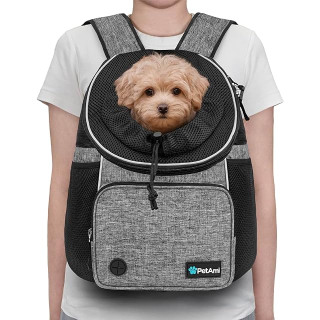 Foto 2 de 7 de PetAmi - Mochila portamascotas delantera para perro, de pecho, ajustable y ventilada, para senderismo…