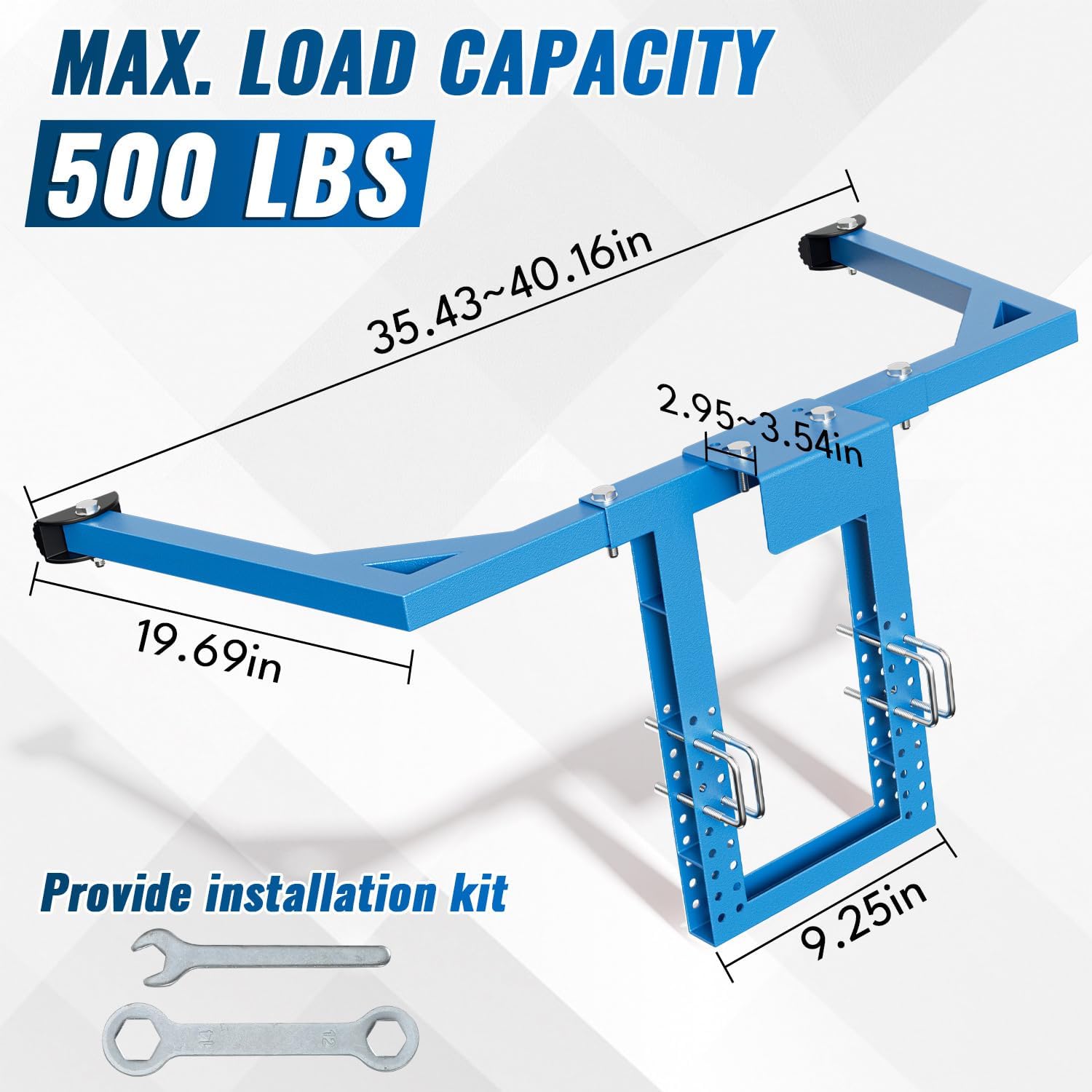 Adjustable Ladder Stabilizer, Anti-Slip Rubber Feet, Heavy Duty Extension Ladder Stabilizer for Roof Safety Protection, Ladder Roof Hook with Wing Span/Wall Extension Accessory, Blue