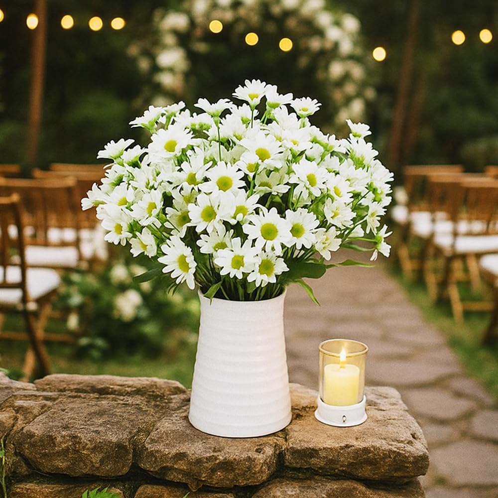 Artificial Outdoor Sunset Mums Flowers, 2025 New Artificial Mums for Outdoors Indoor Fall Decor, Waterproof Windproof Artificial Flowers for Home Porch Patio Garden (Gold, 10 Bundles)