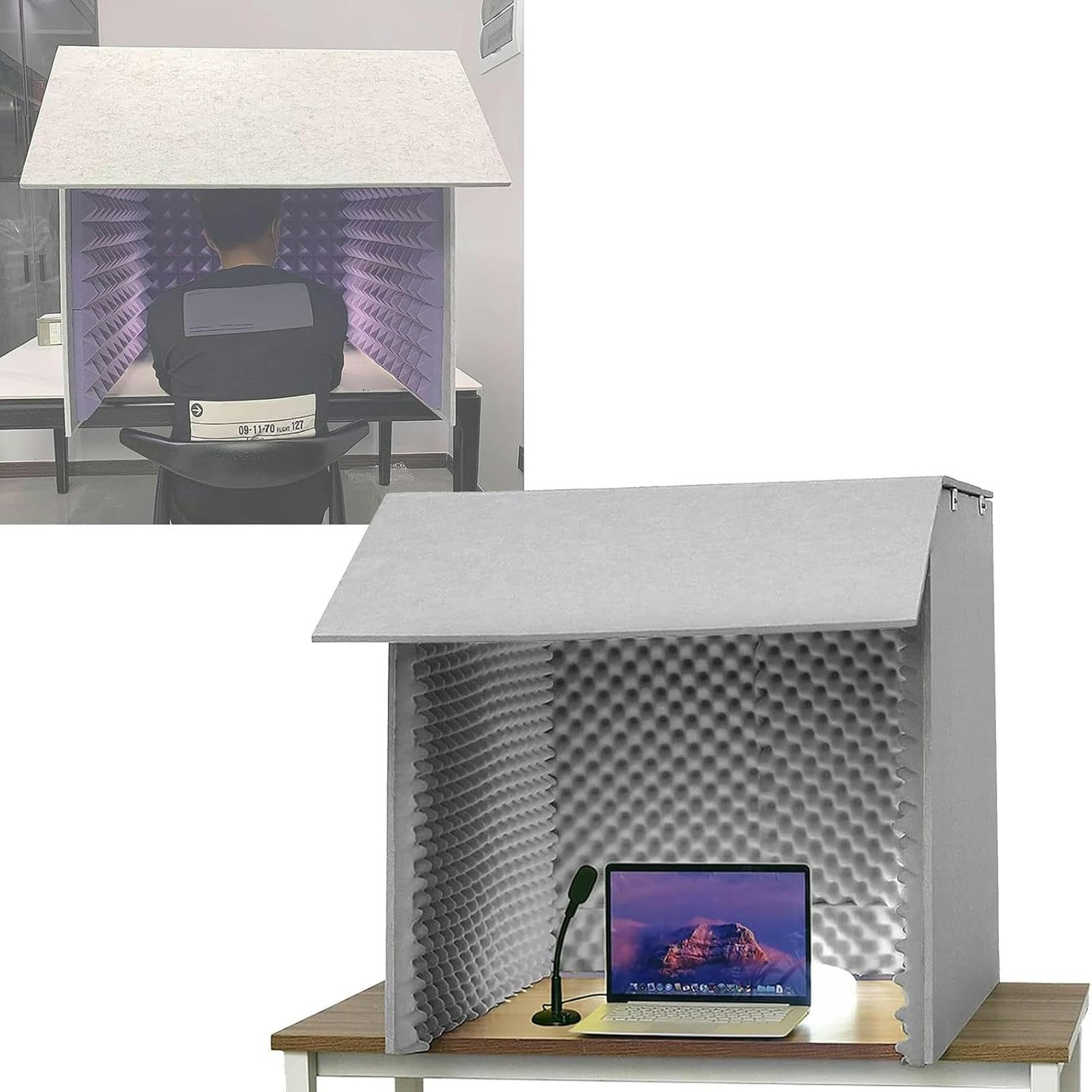 Studio insonorisé portable CNPRAZ cabine de table jaune pour enregistrement