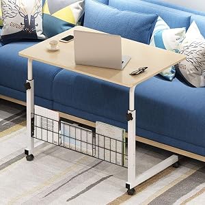 Laptop Table Side Table Laptop Desk Overbed Table Height Adjustable Hospital Table with Locking Casters Medical Bedside with