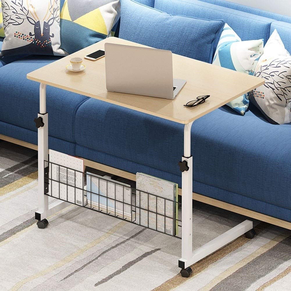 Laptop Table Side Table Laptop Desk Overbed Table Height Adjustable Hospital Table with Locking Casters Medical Bedside with