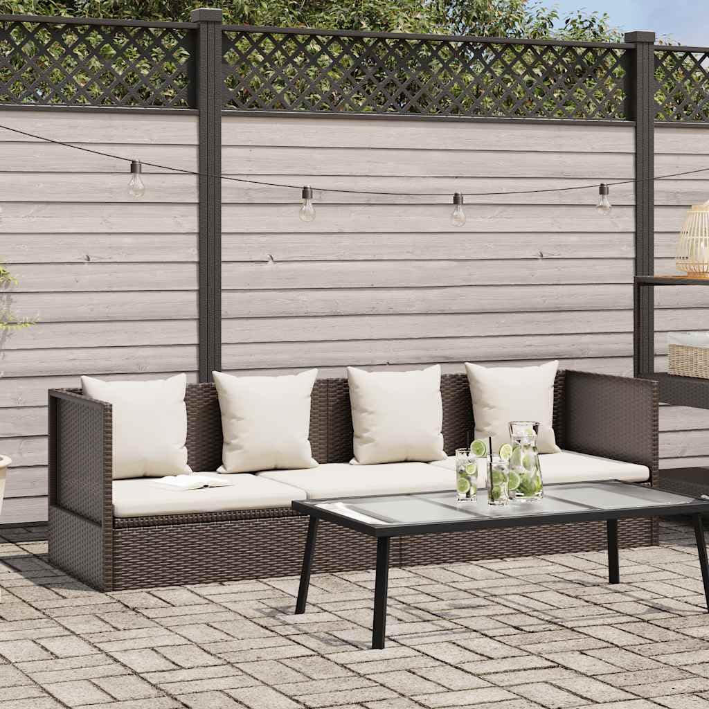 vidaXL Tumbona Sofá de Jardín con Cojines Sillón Silla Patio Exterior Aire Libre Balcón Asiento Decoración Mueble Comedor Restaurante Ratán Sintético Marrón