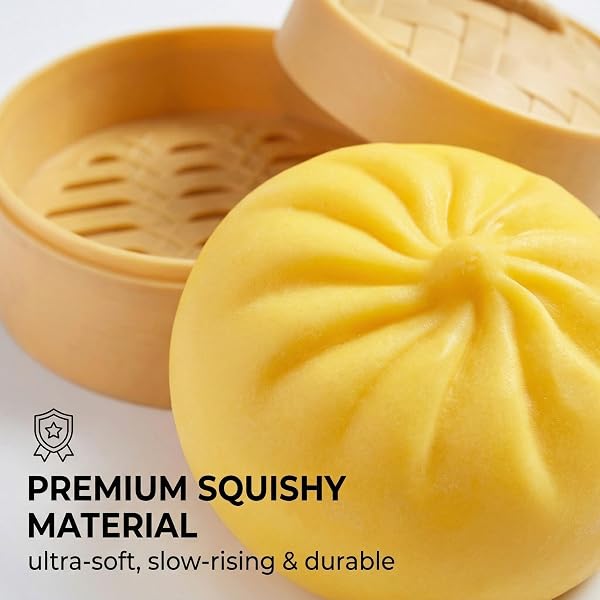 LAKPYN Dumpling Squishy A Forma Di Zucca, Per Alleviare Stress E Ansia Di Adulti E Bambini,Giocattolo Realistico A Forma Di Panino Al Vapore, Grande (Giallo) - 3