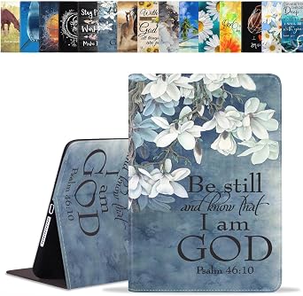 Case for Samsung Galaxy Tab A 10.1 Inch Tablet SM-T510/T515/T517 2019 Release, Slim Lightweight PU Leather Stand Cover with Auto Wake/Sleep, Christian Quotes Bible Verse Psalm 4610
