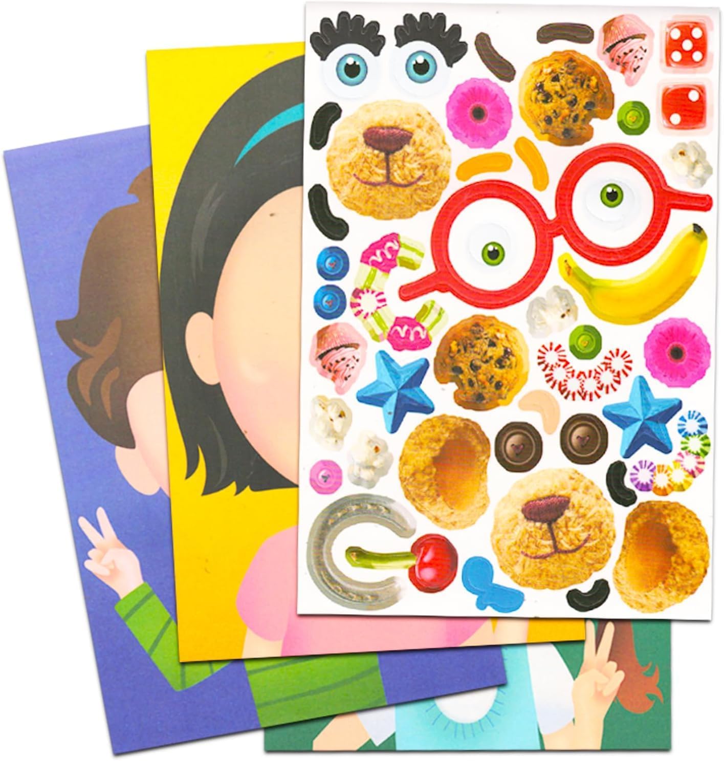 Create-a-Face sticker book with various facial features and accessories for creative play.