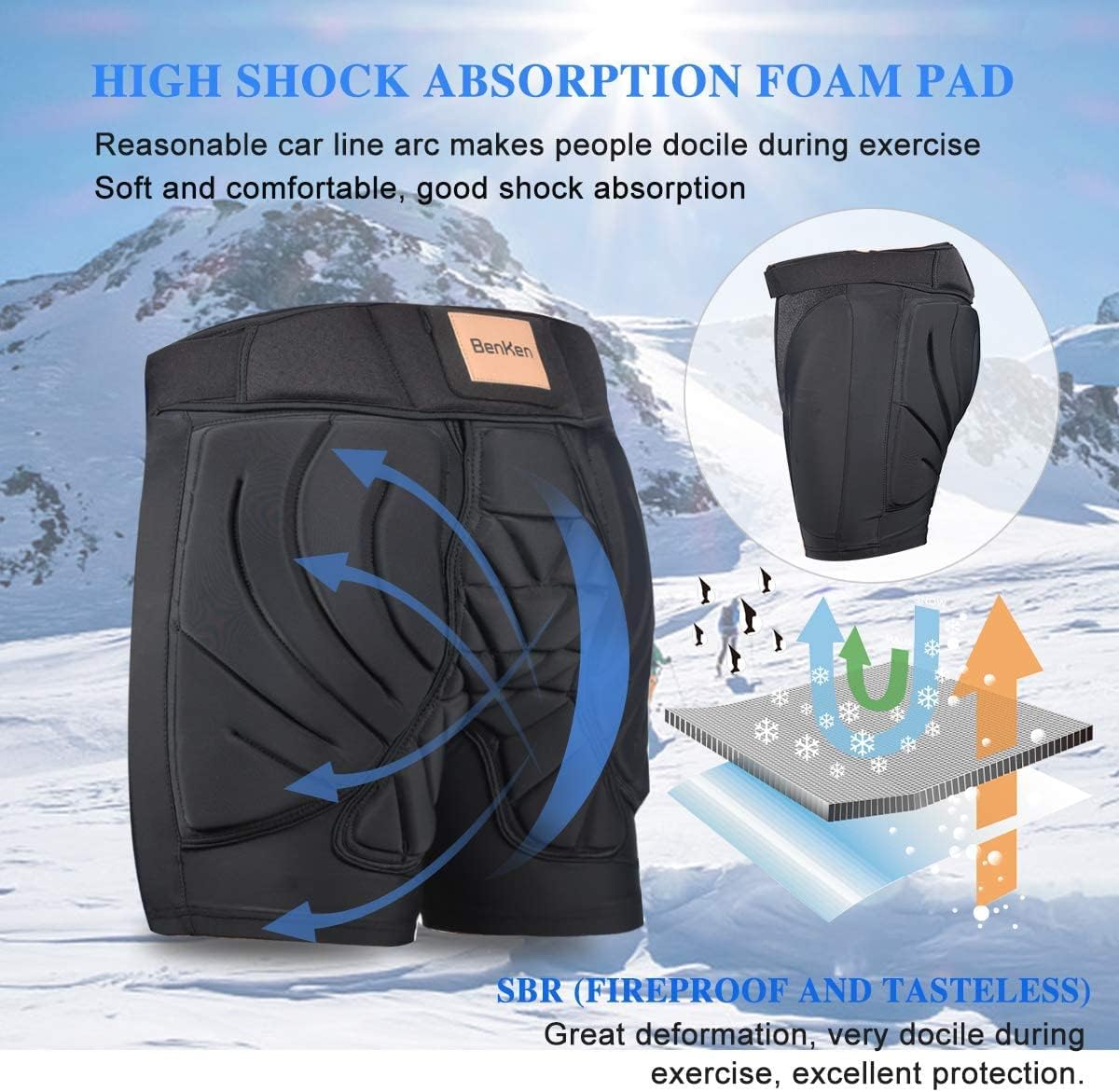 Butt Pads Snowboarding Impact Shorts Hip Protector for Men Women Protective Tailbone Padded Short Pants Skating Ski - Image 5