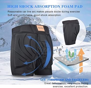 Butt Pads Snowboarding Impact Shorts Hip Protector for Men Women Protective Tailbone Padded Short Pants Skating Ski