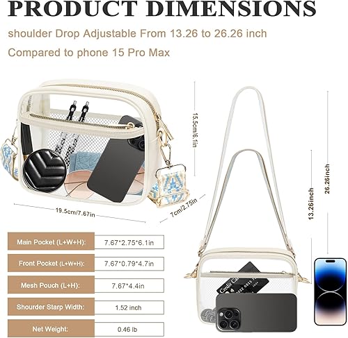 Miniatura 96 de KETIEE Bolso cruzado transparente, aprobado para estadios, para conciertos, eventos deportivos, festivales