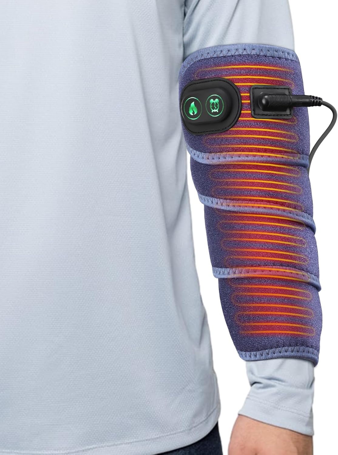 Elbow Heated Pad Wrap for Tendonitis and Tennis Elbow, Flexible Electric Heating Pads for Elbow Arm Wrist Ankle Leg Knee, Heated Brace Pad with 4 Heating Levels, 3 Timing Settings (Blue)