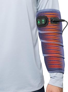 Elbow Heated Pad Wrap for Tendonitis and Tennis Elbow, Flexible Electric Heating Pads for Elbow Arm Wrist Ankle Leg Knee, Heated Brace Pad with 4 Heating Levels, 3 Timing Settings Blue
