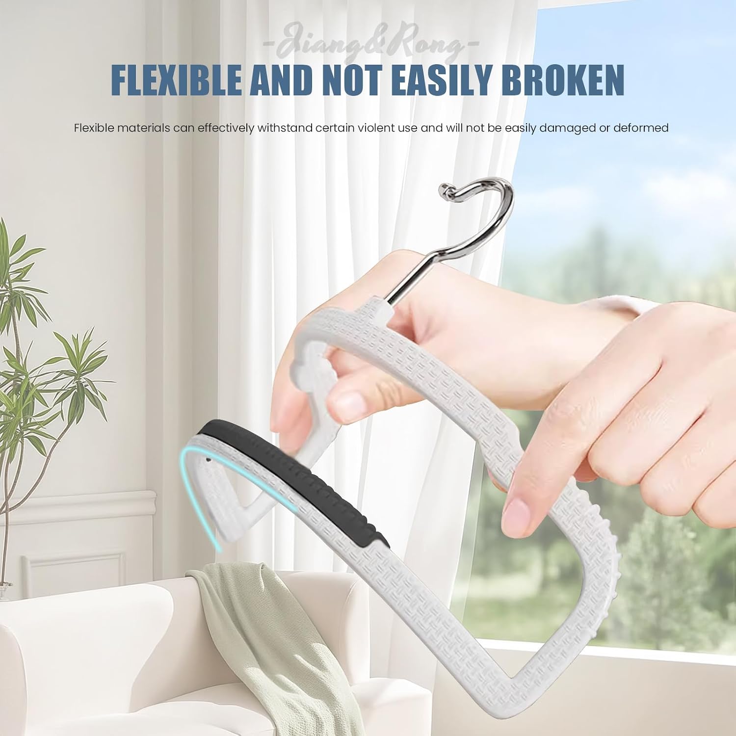 Jiang&Rong 30 Pack Ultra-Thin Plastic Pants Hangers, Non-Slip, Slim Space-Saving Coat Hangers, Clothes Hangers with 360° Rotating Chrome Hooks